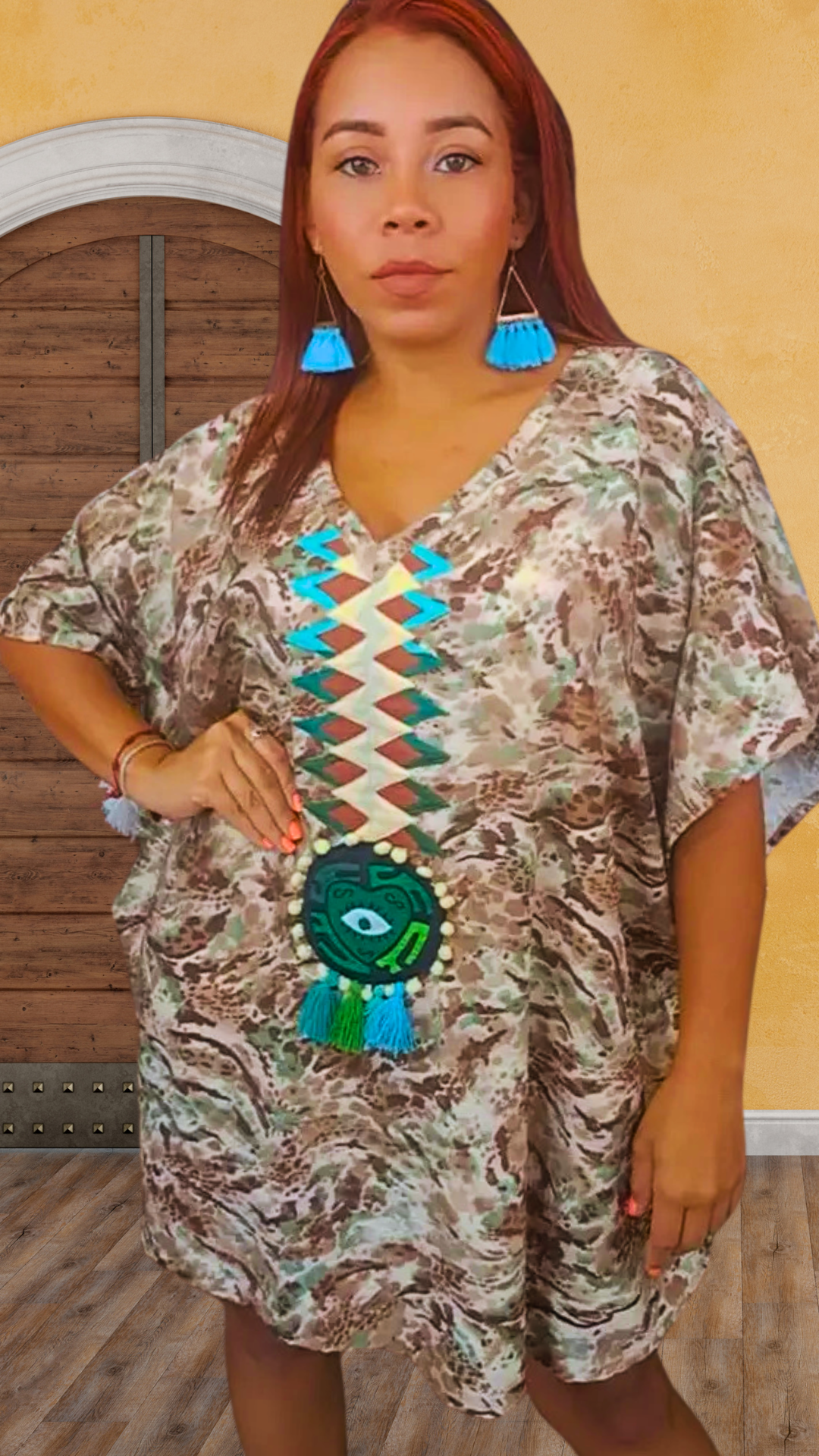 Ombre Pinta Mola Poncho Savana | Hamsa Collection | Nido Shop