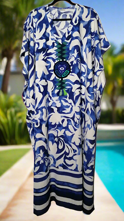 Pinta Mola Kaftan Azulejo | Hamsa Collection | Nido Shop