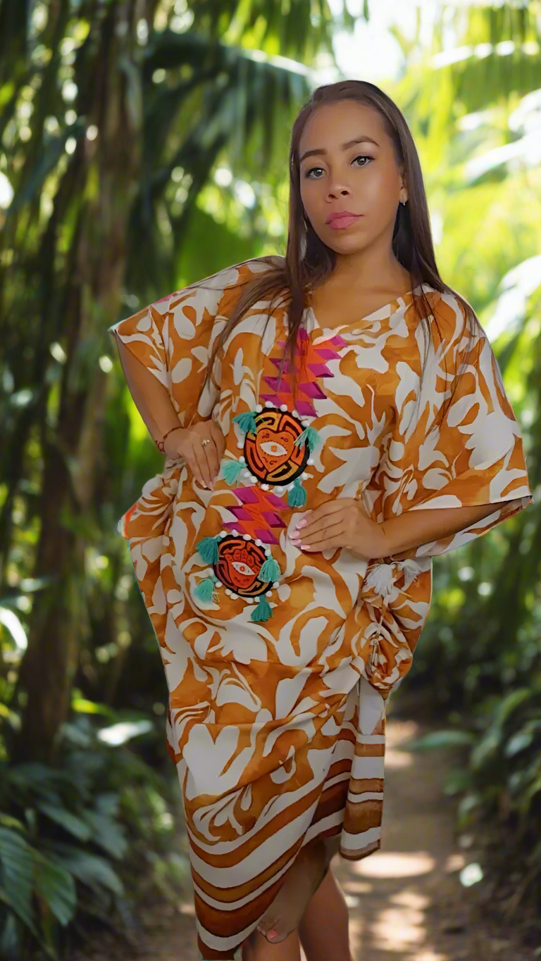 Ombre Pinta Mola Kaftan Mosaico | Hamsa Collectible | Nido Shop