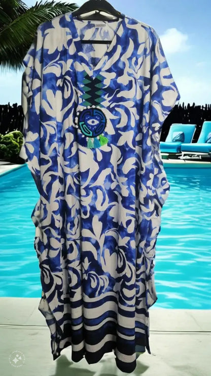 Pinta Mola Kaftan Azulejo | Hamsa Collection | Nido Shop