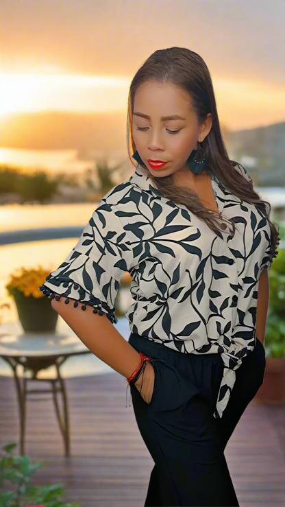 Paloma Top Olivera | Elegant Handcrafted Blouse | Nido Shop