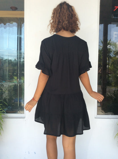 Black Pollera Dress | Handcrafted Elegance | Nido Shop