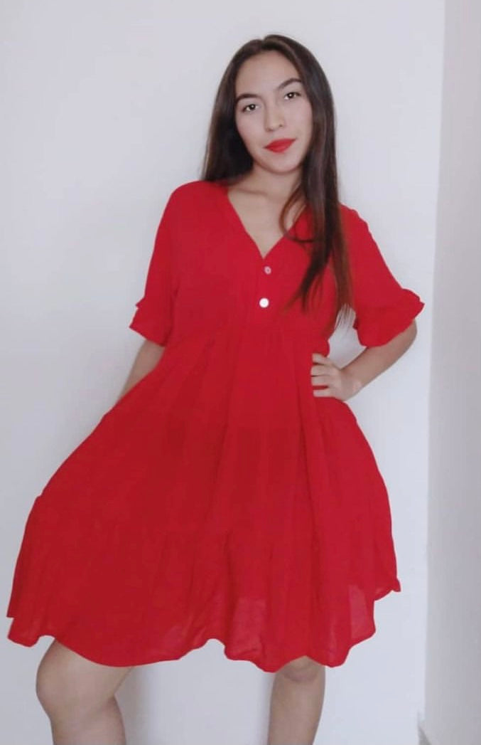 Red Pollera Dress | Handcrafted Elegance | Nido Shop