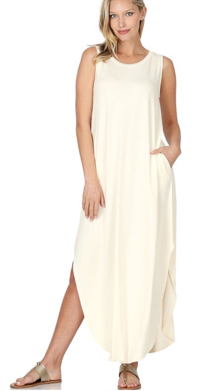 Relaxed Sleeveless Maxi Dress