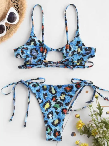 Blue Animal Print Bikini