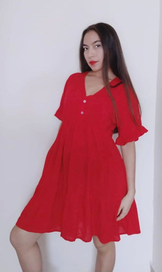 Red Pollera Dress | Handcrafted Elegance | Nido Shop