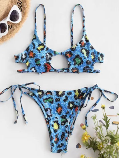 Blue Animal Print Bikini